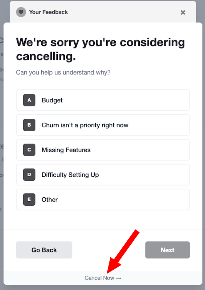 Click to Cancel Flow